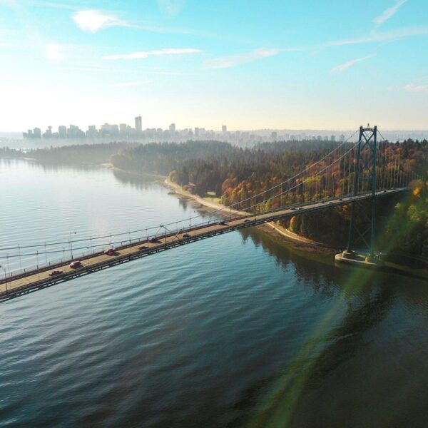 Vancouver skyline with bridge in the foreground