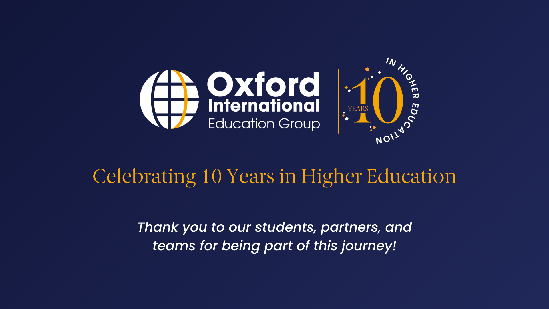 Celebrating 10 years in higher Education