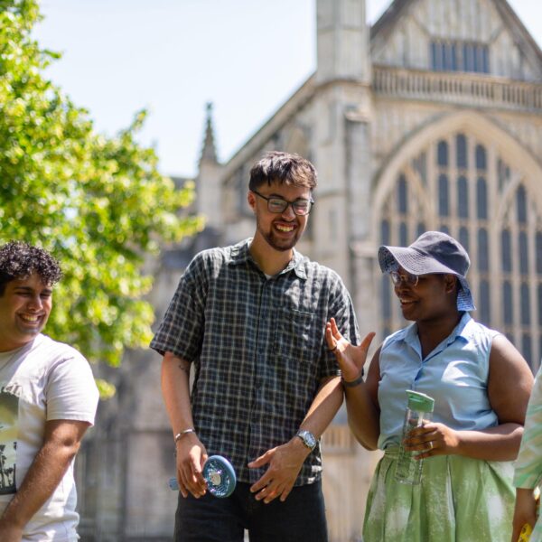 Group of students outside the cathedral