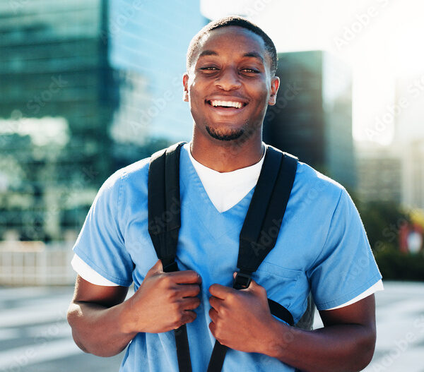Medical student smiling at camera