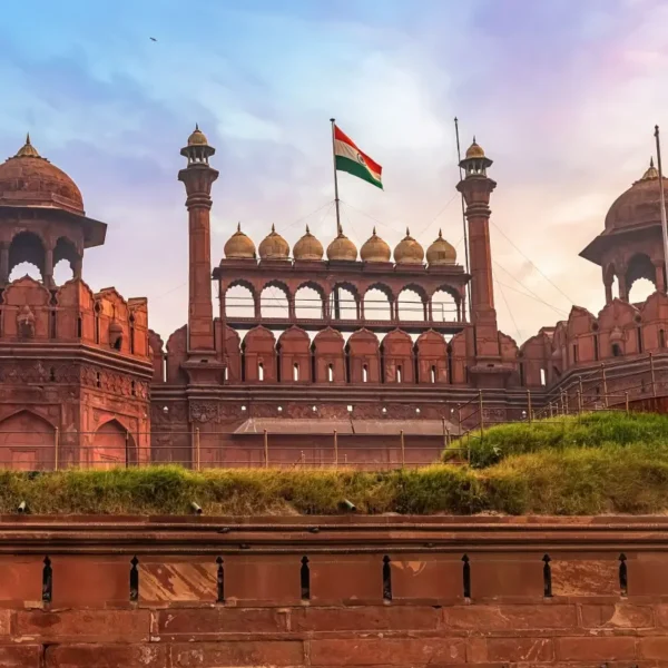 Historic Red Fort Delhi at sunrise