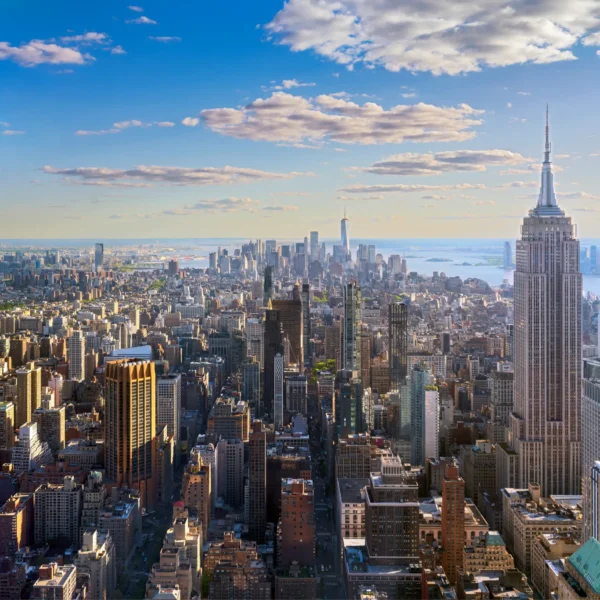 View across New York city with Empire state