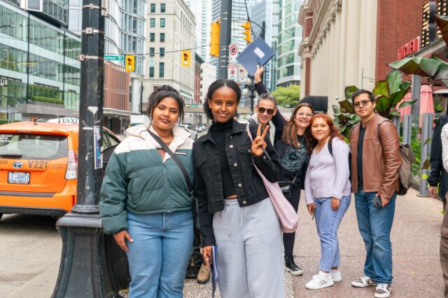 Group of students smiling in Vancouver city