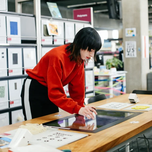 Student in Materials Library
